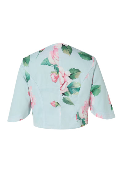 Back view of Light Blue Floral Bolero Jacket