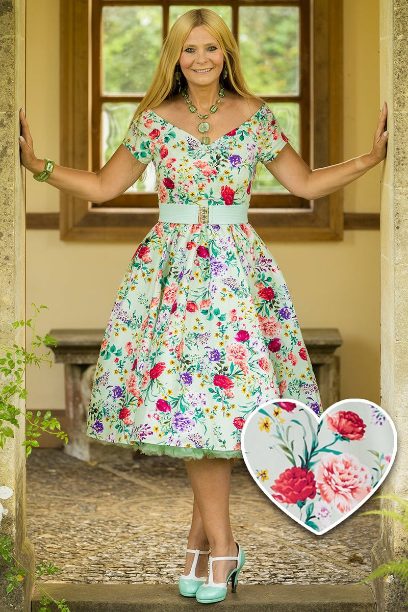 Model photo of Light Green Floral Dress