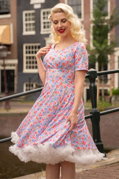 A model wearing a Lilac Floral A-line Dress