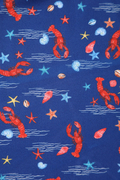 Close up view of Lobster Dark Blue Flared Dress