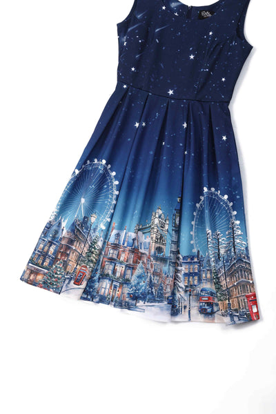 Close up view of London Winter Swing Dress