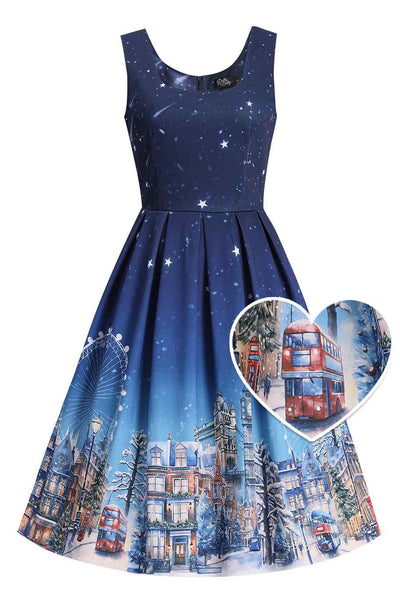 Front view of London Winter Swing Dress