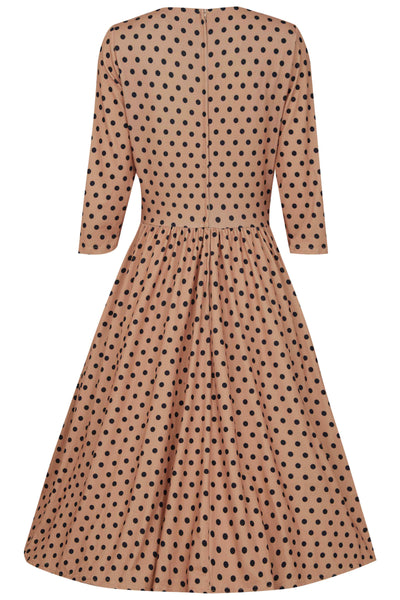 Long Sleeved Brown Polka Dot Dress