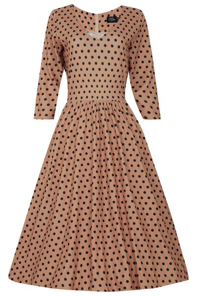 Long Sleeved Brown Polka Dot Dress