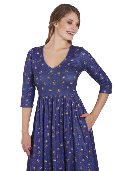 Model photo of Long Sleeved Purple Hedgehog Dress