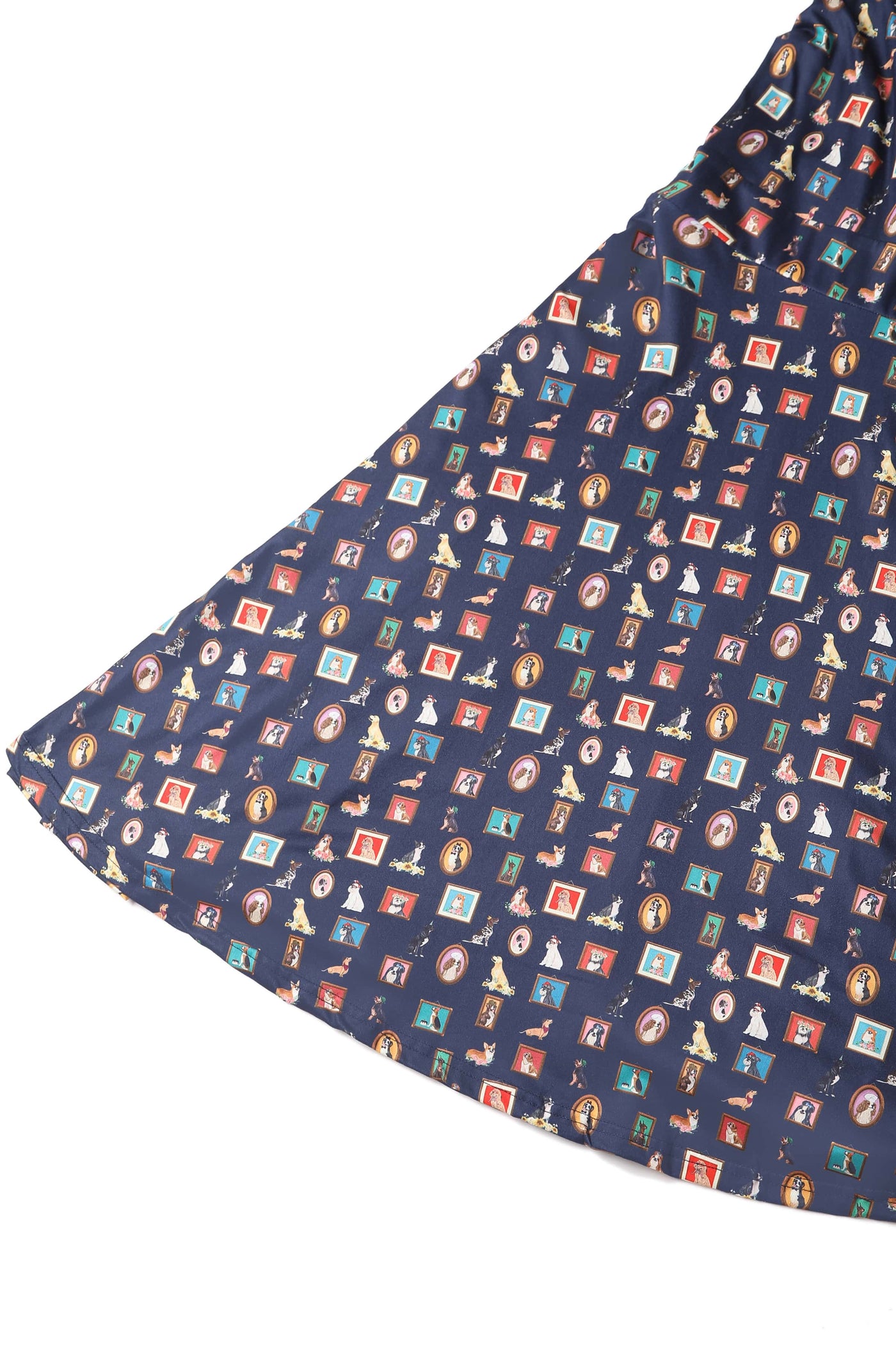 matilda dog picture frame wrap dress skirt close up