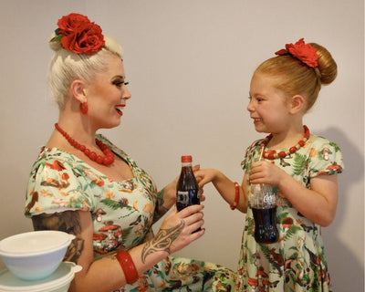 Cap Sleeved Dress in Mushroom, Squirrels Forest Print