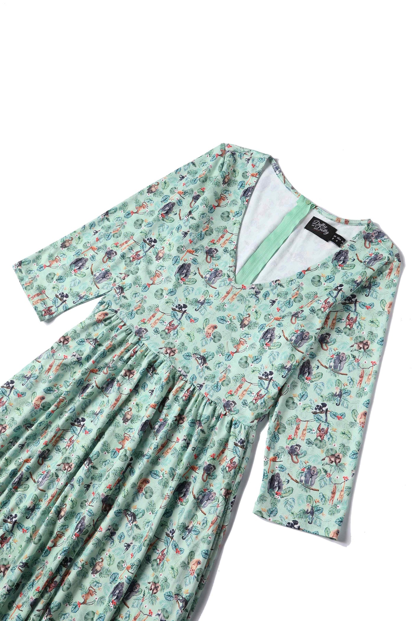  Monkey Green Long Sleeved Dress