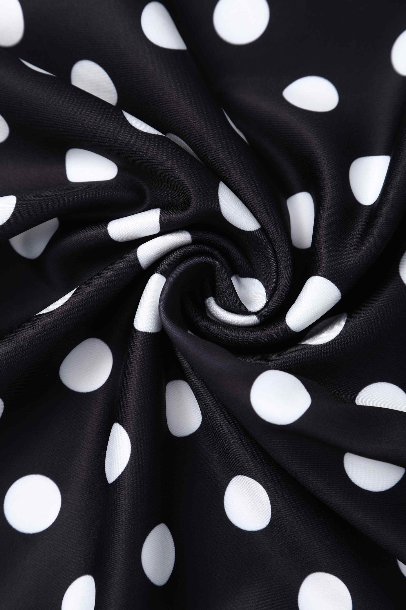 Close up view of Monochrome Polka Dot Off Shoulder Dress