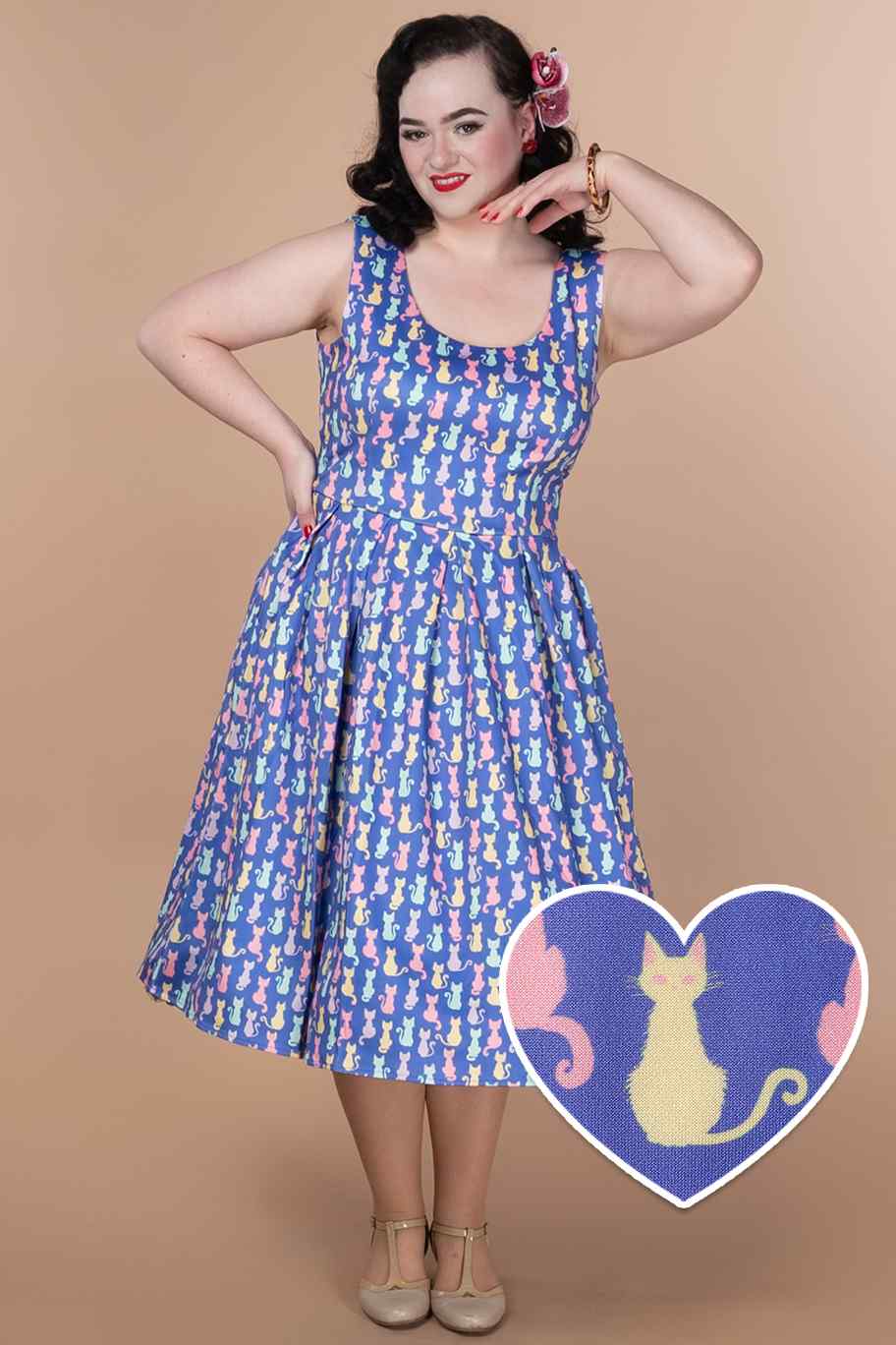 A model wearing a Multicoloured Cat Swing Dress