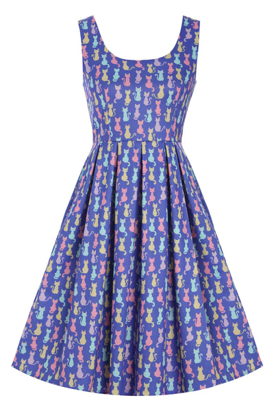 Front view of Multicoloured Cat Swing Dress