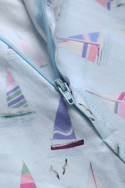 Close up view of Nautical Sailboat Shirt Dress in Light Blue