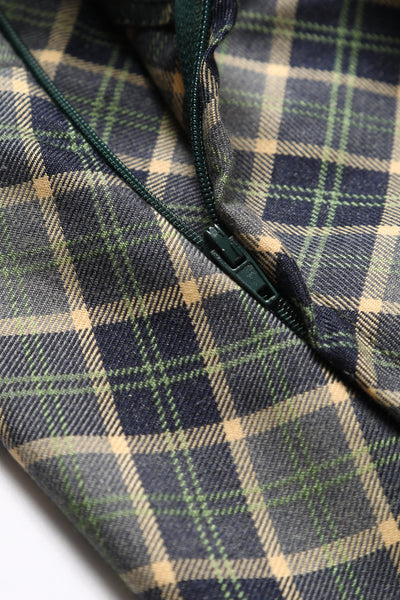 Close up view of Navy & Grey Tartan Shirt Dress