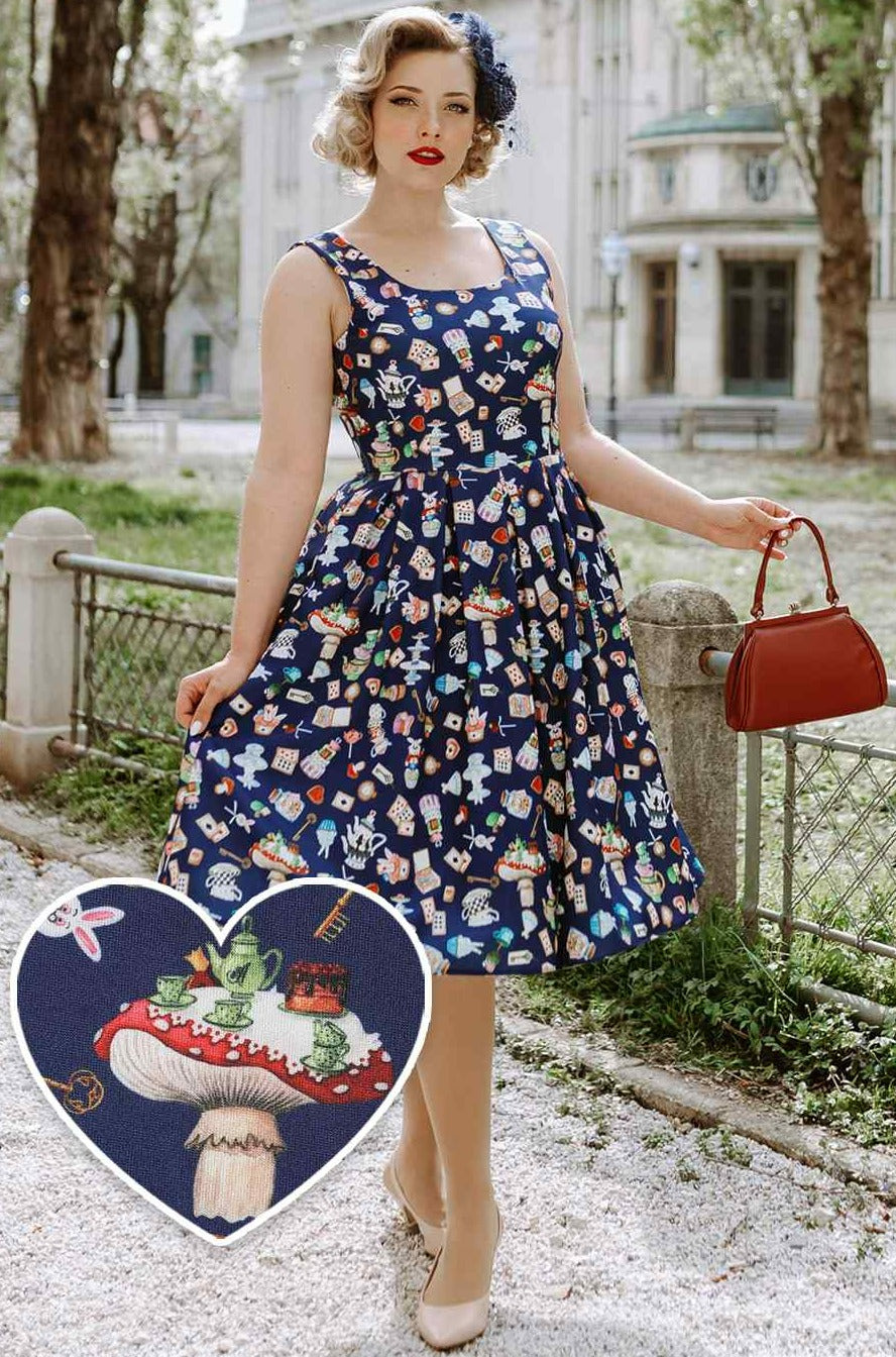 Navy Blue Wonderland Swing Dress