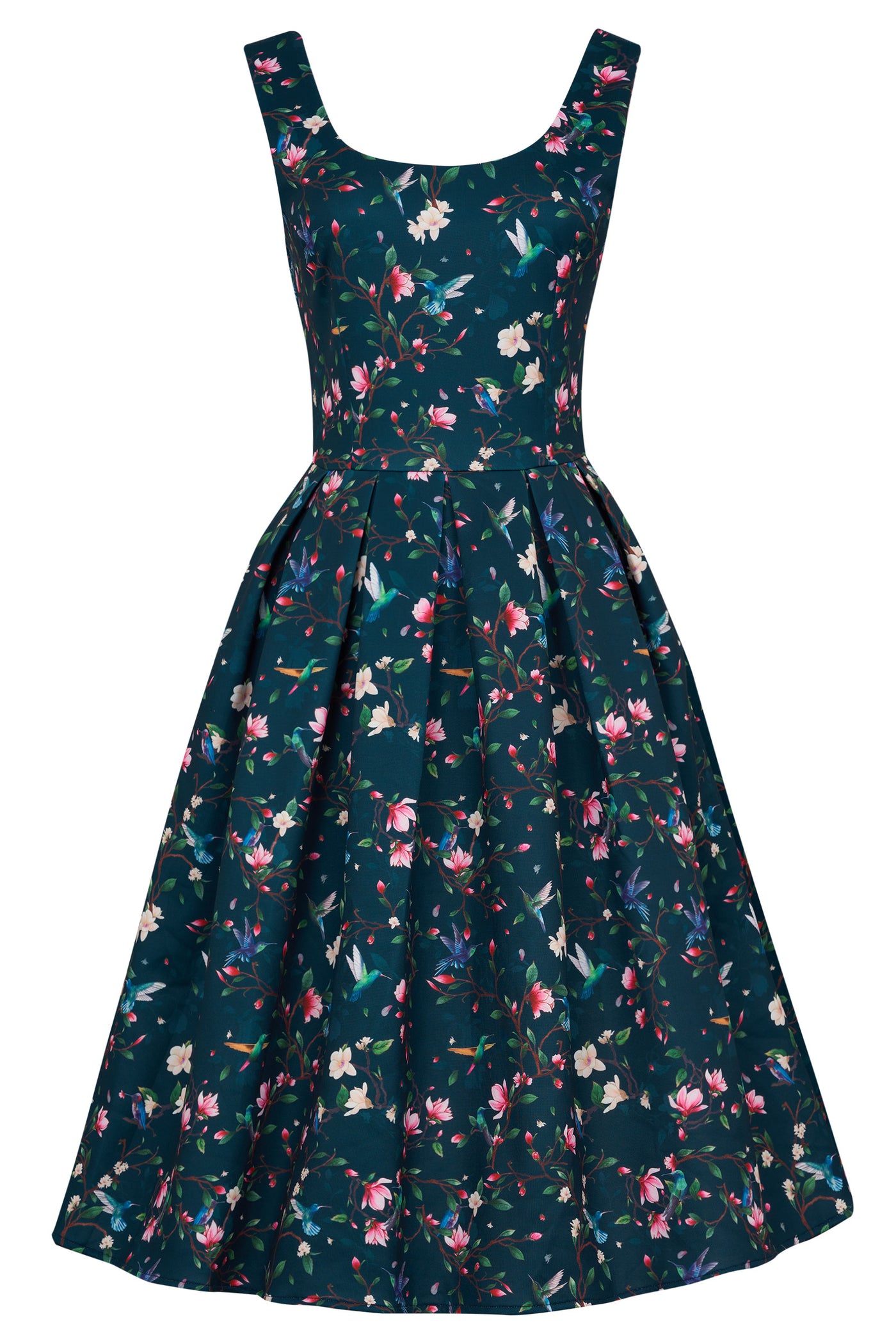 Navy Hummingbird Swing Dress