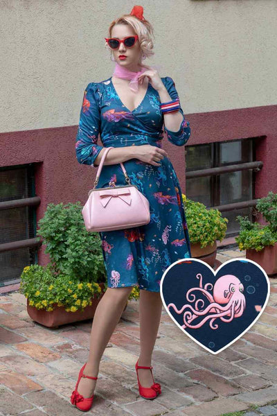 Navy Octopus Long Sleeved Dress