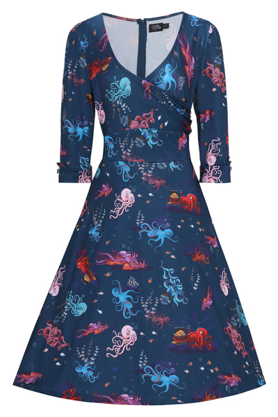 Katherine Navy Octopus Long Sleeved Dress