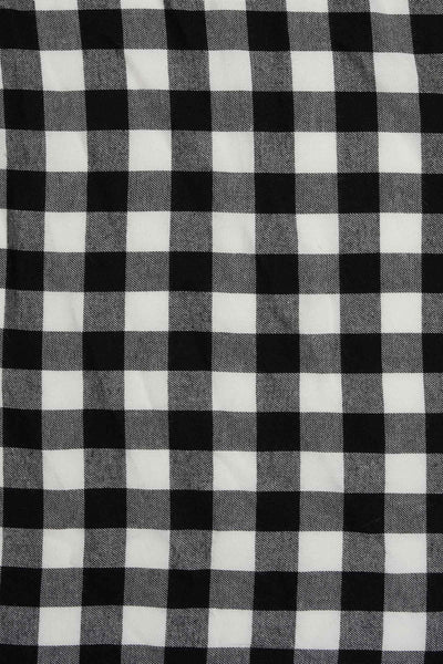 Close up view of Off Shoulder Black Gingham Check Circle Dress