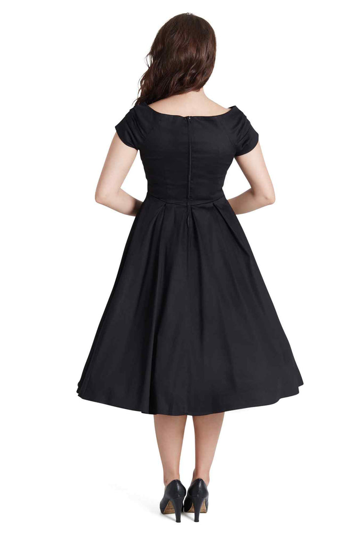 Lily Off Shoulder Black Swing Dress 8