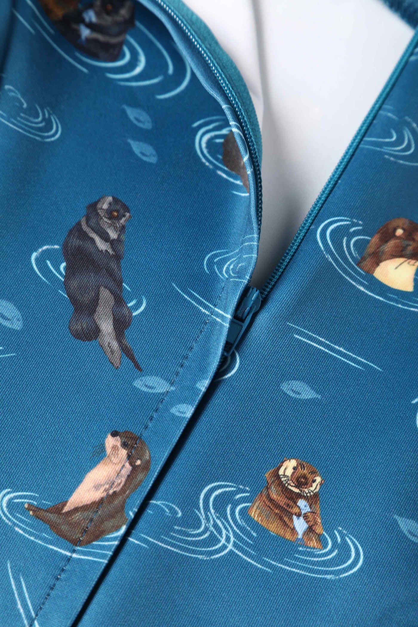 Close up view of Otter Wiggle Collar Dress