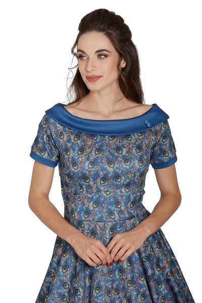 Model photo of Peacock Feather Swing Dress