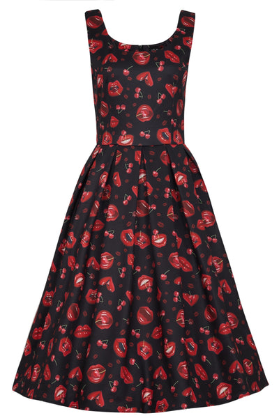 Amanda Pin Up Lip & Cherry Swing Dress