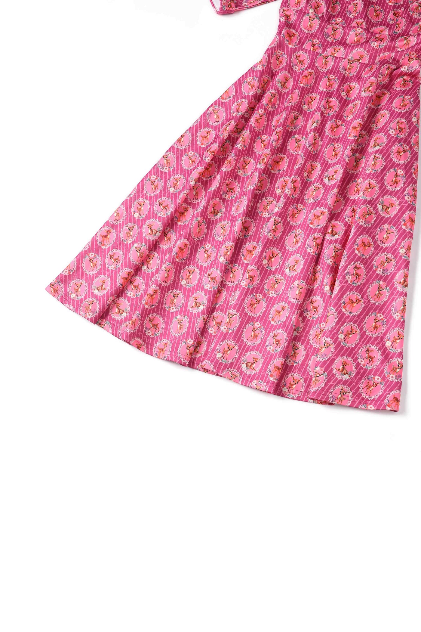 Close up view of Pink Bambi Midi Dress