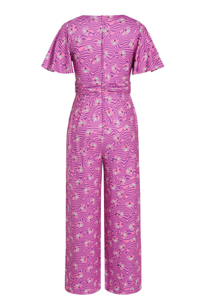 Back view of Pink Cheshire Cat Smile Jumpsuit