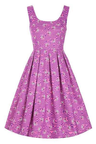 Front view of  Pink Cheshire Cat Swing Dress