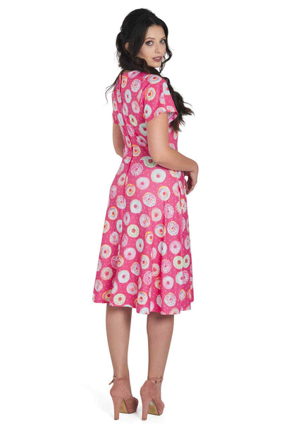 Model photo of Pink Donut Short Sleeved Dress