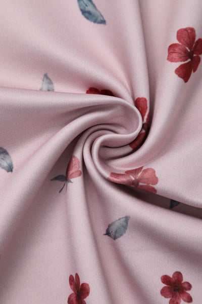 Close up view of Pink Falling Flower Off Shoulder Dress