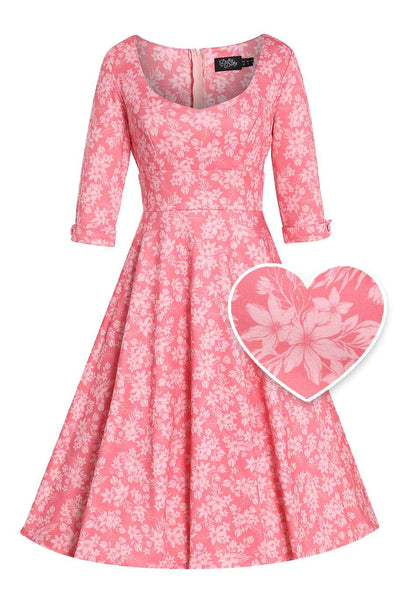 Front view of Pink Floral Garden Circle Dress