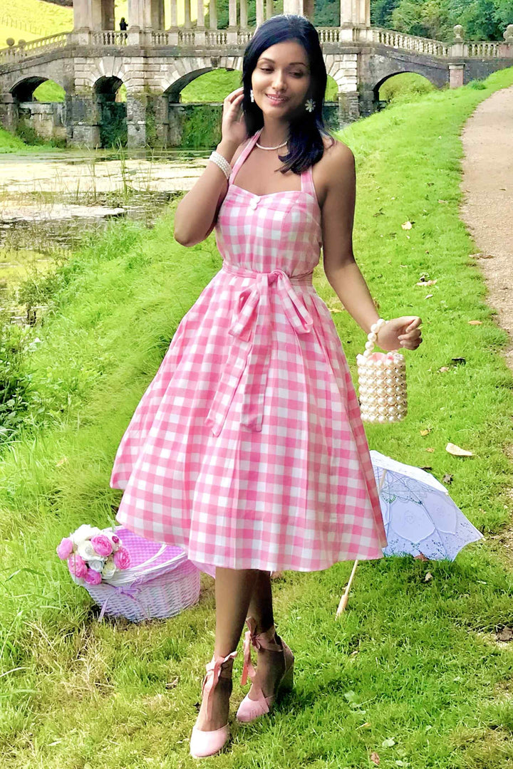 Sophia Pink Gingham Swing Dress 8