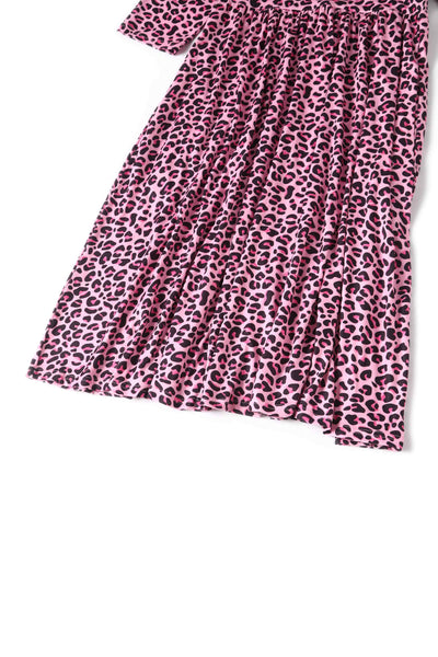 Front view of Pink Leopard Print Dress