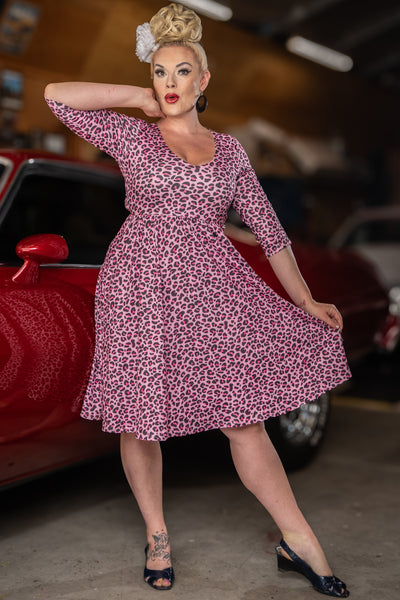 A model wearing a Pink Leopard Print Dress