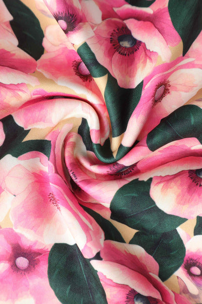 Close up view of Pink Poppy Off Shoulder Dress