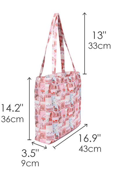 Pink Postcard Print Beach Tote Bag