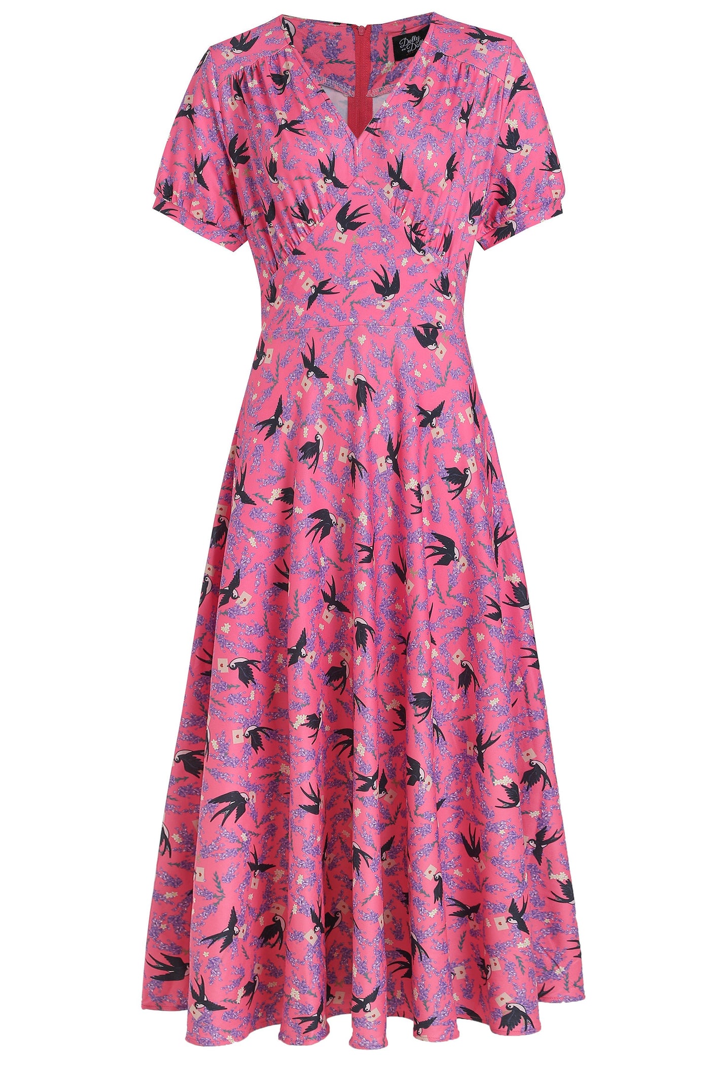 Pink Swallow Sleeved Dress