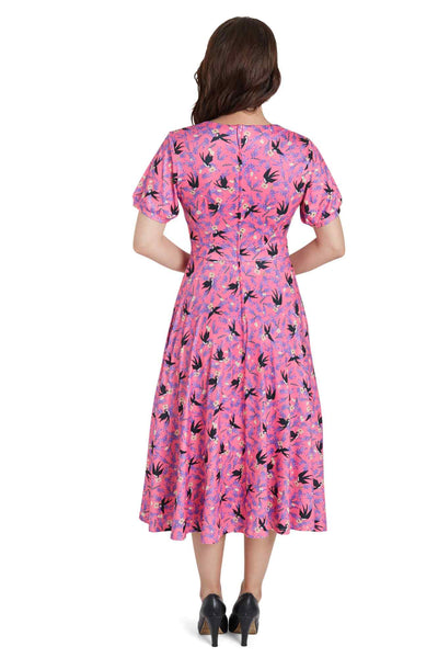 Pink Swallow Sleeved Dress