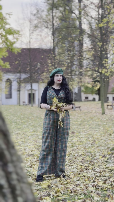 Model video of Green Tartan Jumpsuit