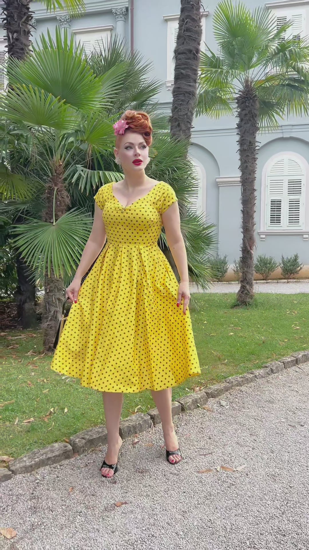 Lily Yellow Polka Dot Off Shoulder Dress