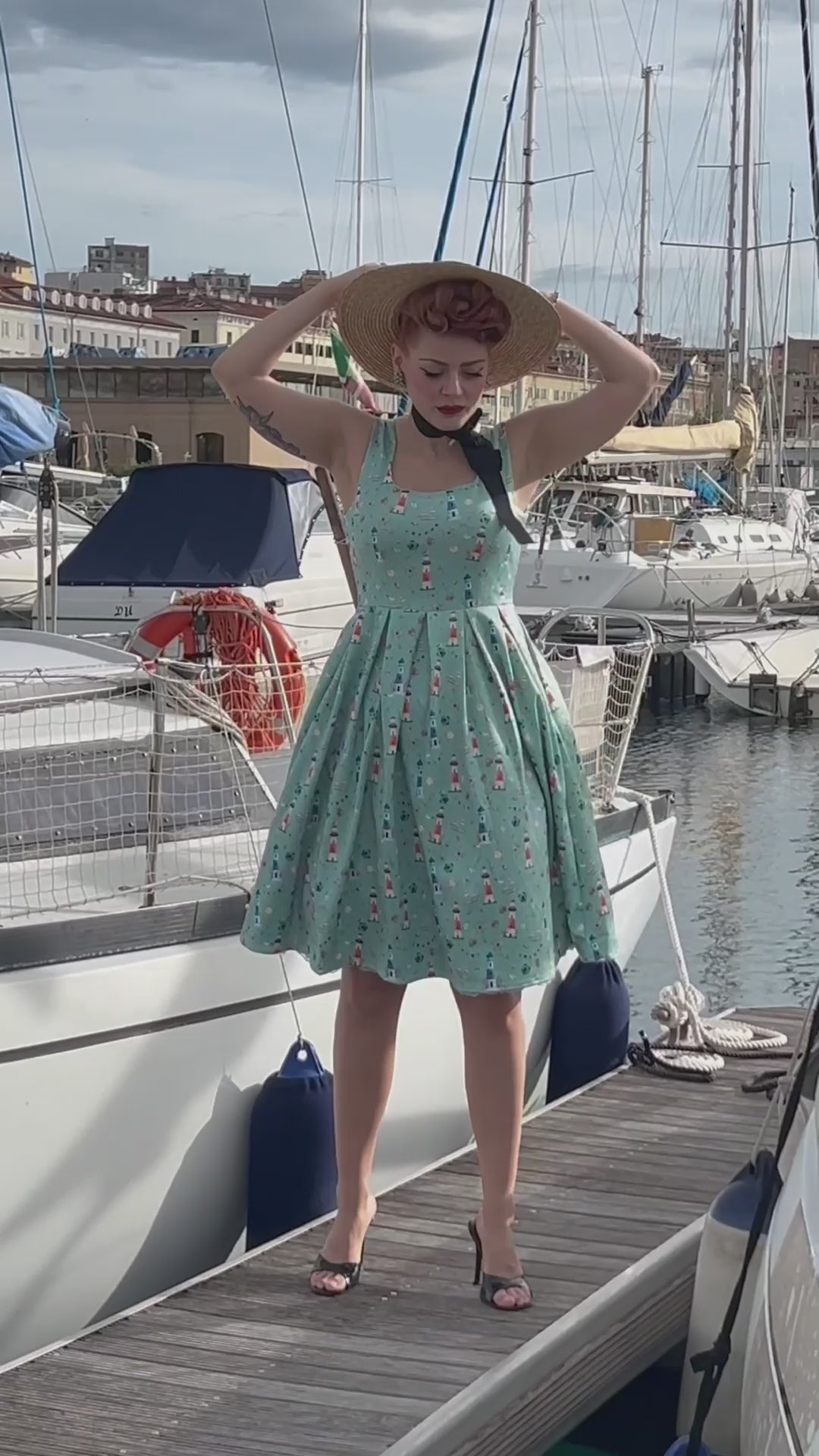 Nautical Fit and Flare Dress