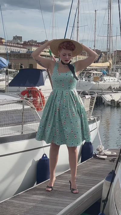 Nautical Fit and Flare Dress