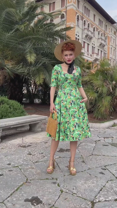 Green Tropical Toucan Dress