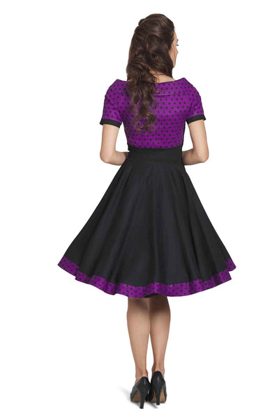 Model photo of Purple & Black Polka Dot Circle Dress