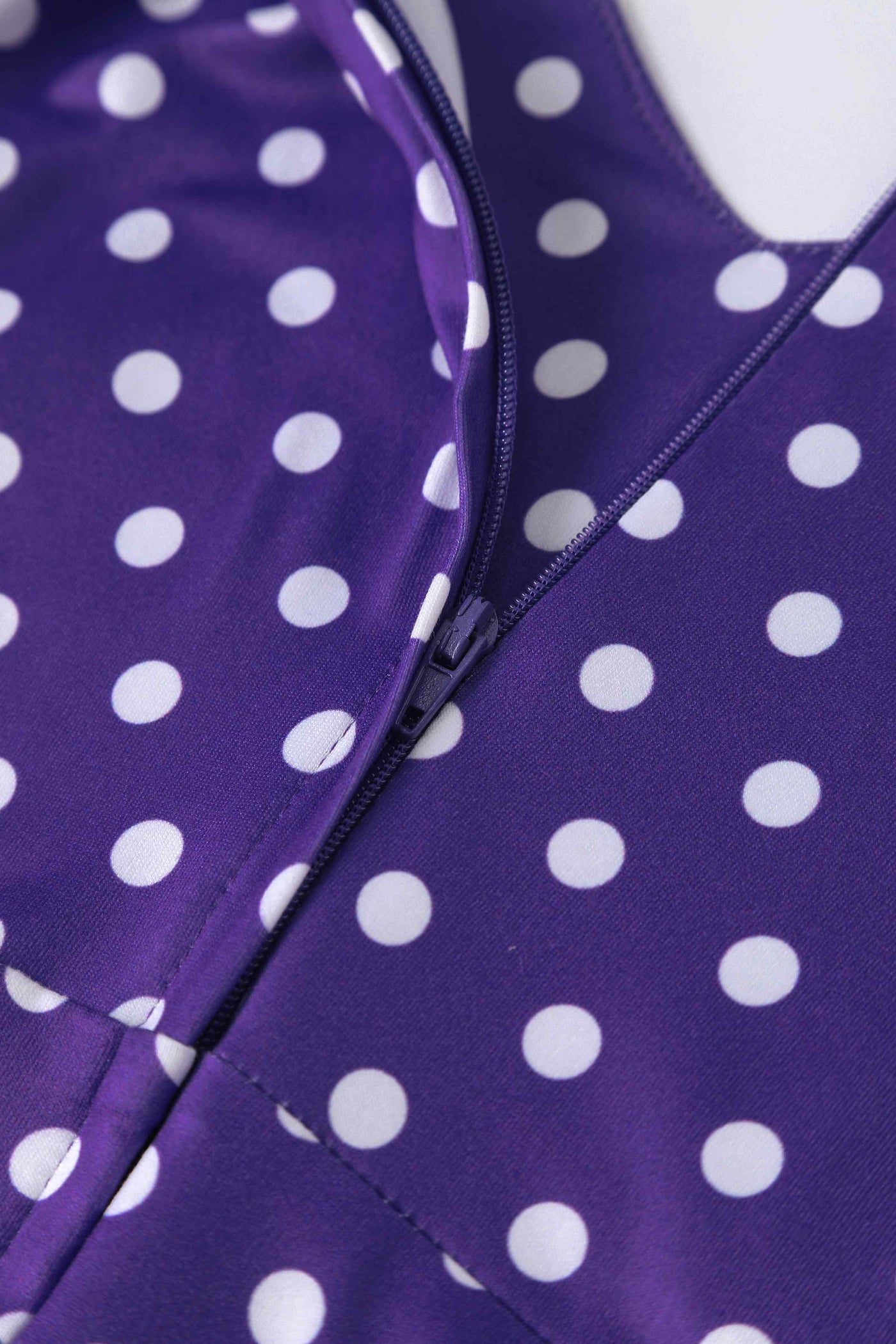 Purple Polka Dot Petal Sleeved Flared Dress