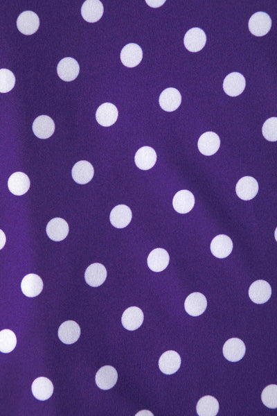 Purple Polka Dot Petal Sleeved Flared Dress