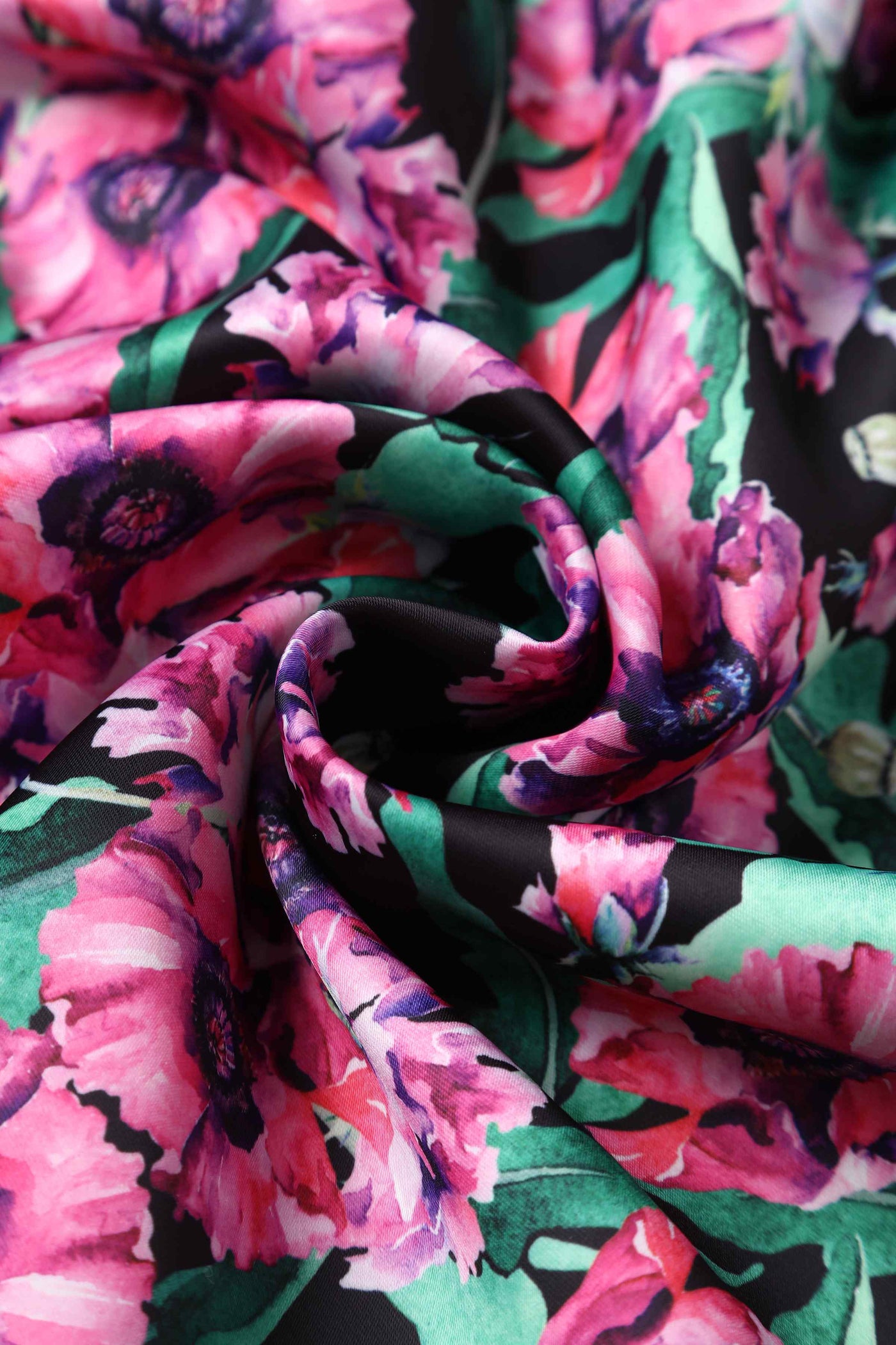 Close up view of Purple Poppy Flowers Print Pleated Bust Dress