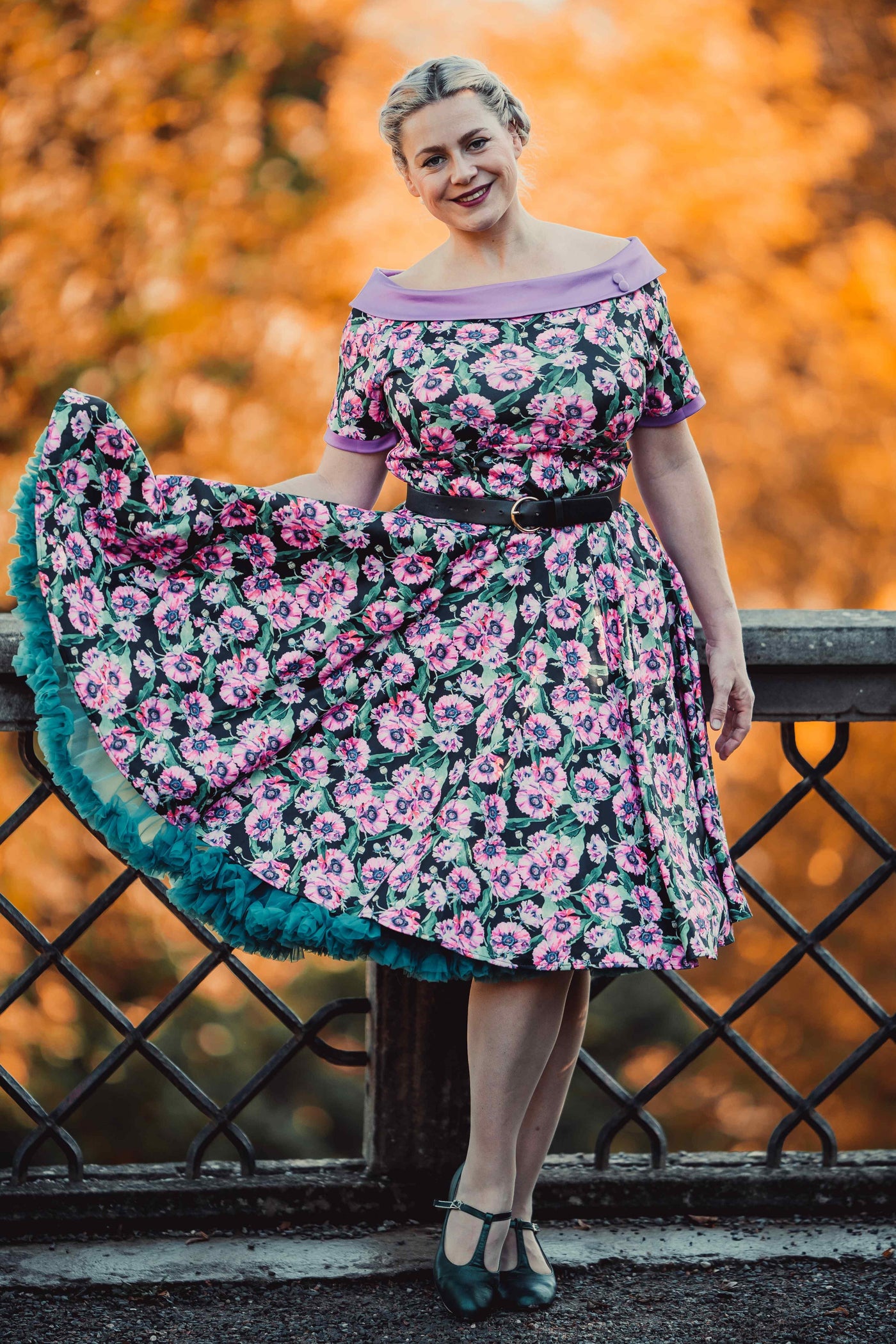 Purple Poppy Swing Dress