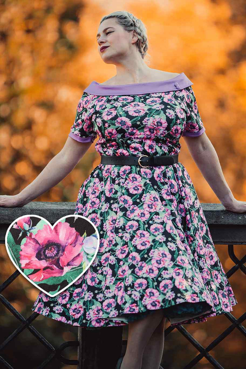 Purple Poppy Swing Dress